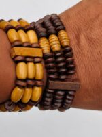 Wooden Beaded Adjustable Stretchable Bracelet Pack of 2