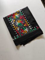 Black Cotton Kantha Stitch Blouse Piece and Material - Image 2