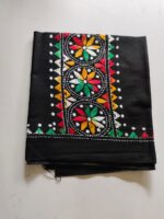 Black Cotton Kantha Stitch Blouse Piece and Material