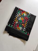 Black Cotton Kantha Stitch Blouse Piece and Material - Image 3