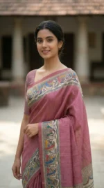 Elegant Ghicha Tasar Silk Saree with Traditional Art Motifs - Image 2