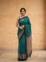 Handcrafted Soft Cotton Saree with Madhubani Artwork - Image 3