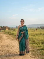 Handcrafted Soft Cotton Saree with Madhubani Artwork - Image 2