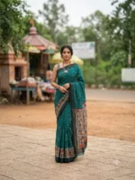 Handcrafted Soft Cotton Saree with Madhubani Artwork - Image 5