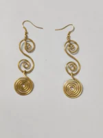 Handcrafted Brass Earrings – Spiral Motif Design - Image 4