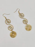 Handcrafted Brass Earrings – Spiral Motif Design - Image 2