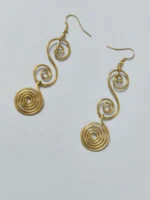 Handcrafted Brass Earrings – Spiral Motif Design - Image 3