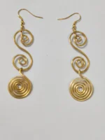 Handcrafted Brass Earrings – Spiral Motif Design - Image 6