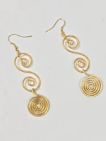 Handcrafted Brass Earrings – Spiral Motif Design