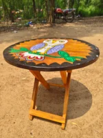 Handicraft Wooden Folding Stool Handicraft Motif print (owl) - Image 5