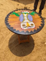 Handicraft Wooden Folding Stool Handicraft Motif print (owl) - Image 6