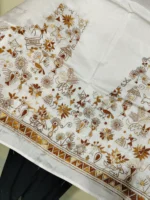 Silk Kantha Blouse Material – Tribal & Floral Hand Embroidery White - Image 2