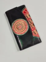 Handcrafted Black Leather Wallet – Embossed Elephant Motif - Image 4