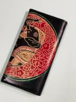 Handcrafted Black Leather Wallet – Embossed Elephant Motif - Image 3