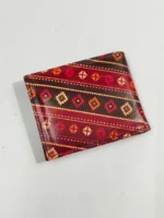 Shantiniketan Batik Leather Wallet – Ethnic Geometric Elegance - Image 3