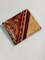 Shantiniketan Batik Leather Wallet – Artistic Swirl & Leaf Motifs