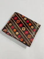 Shantiniketan Batik Design Leather Wallet – Ethnic Geometric Pattern - Image 2