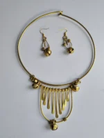 Handcrafted Brass Necklace & Earring Set – Tribal Inspired Design
