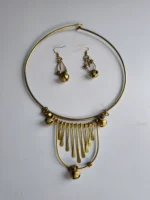 Handcrafted Brass Necklace & Earring Set – Tribal Inspired Design - Image 4