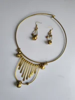 Handcrafted Brass Necklace & Earring Set – Tribal Inspired Design - Image 2