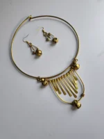 Handcrafted Brass Necklace & Earring Set – Tribal Inspired Design - Image 3