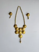 Handcrafted Brass Necklace Set – Circular Disc & Pendant Design - Image 4