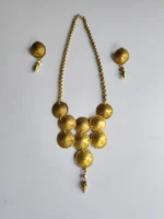 Handcrafted Brass Necklace Set – Circular Disc & Pendant Design