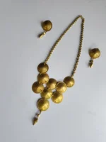 Handcrafted Brass Necklace Set – Circular Disc & Pendant Design - Image 2