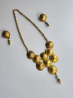 Handcrafted Brass Necklace Set – Circular Disc & Pendant Design - Image 3