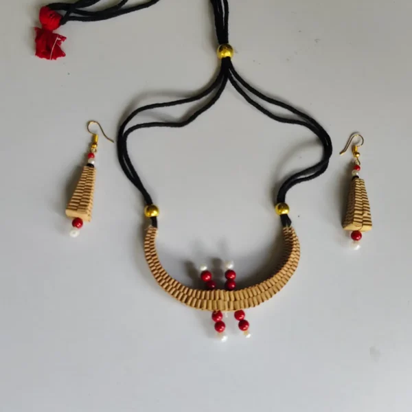 Handmade Palm Leaf Necklace Matching Earrings - Eco-Friendly Jewelry