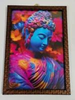 Textured Woven Wall Frame – Vibrant Buddha with Floral Aura