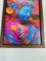 Textured Woven Wall Frame – Vibrant Buddha with Floral Aura - Image 6