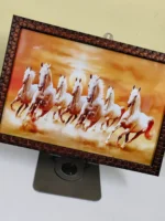 Handmade wall frame – features a sunset scene with seven white horses. - Image 2