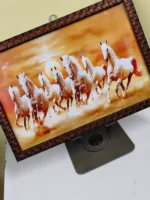 Handmade wall frame – features a sunset scene with seven white horses. - Image 3