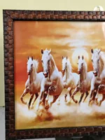 Handmade wall frame – features a sunset scene with seven white horses. - Image 5