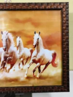 Handmade wall frame – features a sunset scene with seven white horses. - Image 6