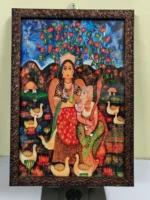 Traditional Folk Art Wall Photo Frame – Handcrafted Decorative Wall Hanging