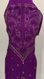 Pure Cotton Men's Kurta | With Kantha Stitchwork — Unstitched Fabric (Purple) - Image 5
