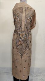 Pure Cotton Men's Kurta | Featuring Kantha Stitchwork — Unstitched Fabric, Embroidered with Rabindranath Motifs (Beige) - Image 3