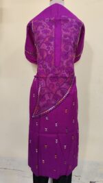Pure Cotton Men's Kurta | With Kantha Stitchwork — Unstitched Fabric (Rich Purple)