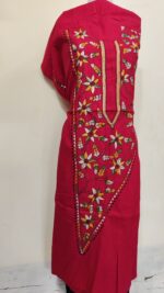 Pure Cotton Men's Kurta | With Kantha Stitchwork — Unstitched Fabric - Image 4
