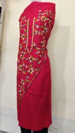 Pure Cotton Men's Kurta | With Kantha Stitchwork — Unstitched Fabric - Image 3