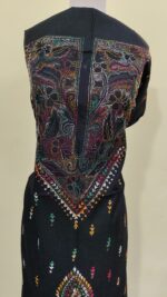Pure Cotton Men’s Kurta | With Kantha Stitchwork — Unstitched Fabric (Classic Black ) - Image 6