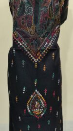 Pure Cotton Men’s Kurta | With Kantha Stitchwork — Unstitched Fabric (Classic Black ) - Image 5