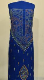 Pure Cotton Men’s Kurta | With Kantha Stitchwork — Unstitched Fabric (Blue Base ) - Image 4