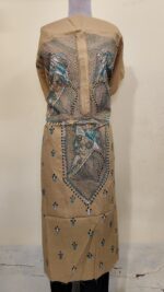Pure Cotton Men's Kurta | Featuring Kantha Stitchwork — Unstitched Fabric, Embroidered with Rabindranath Motifs