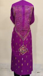 Pure Cotton Men's Kurta | With Kantha Stitchwork — Unstitched Fabric (Magenta)