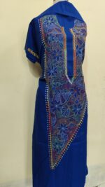 Pure Cotton Men’s Kurta – Unstitched Fabric with Kantha Stitch & Embroidery (Blue ) - Image 5