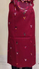 Pure Cotton Men's Kurta | Featuring Kantha Stitching and Embroidery — Unstitched Fabric (Maroon) - Image 5