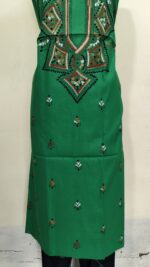 Pure Cotton Men’s Kurta | With Kantha Stitchwork — Unstitched Fabric (Forest Green) - Image 4